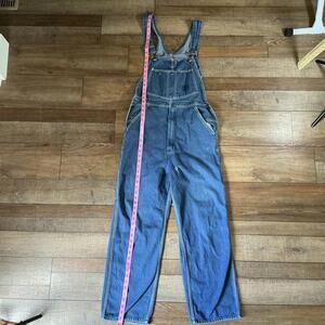 90s VINTAGE Size 32x29 - Real Workwear Denim Overalls Blue Bib Hong Kong #34629